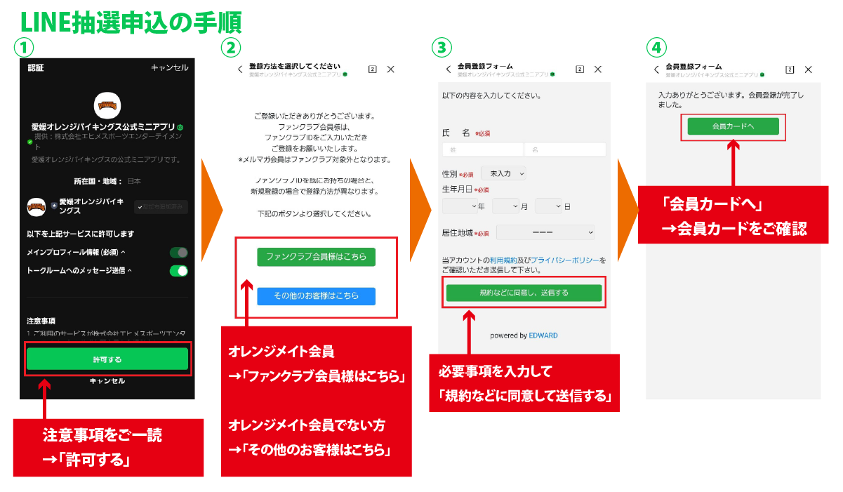 LINE抽選申込方法