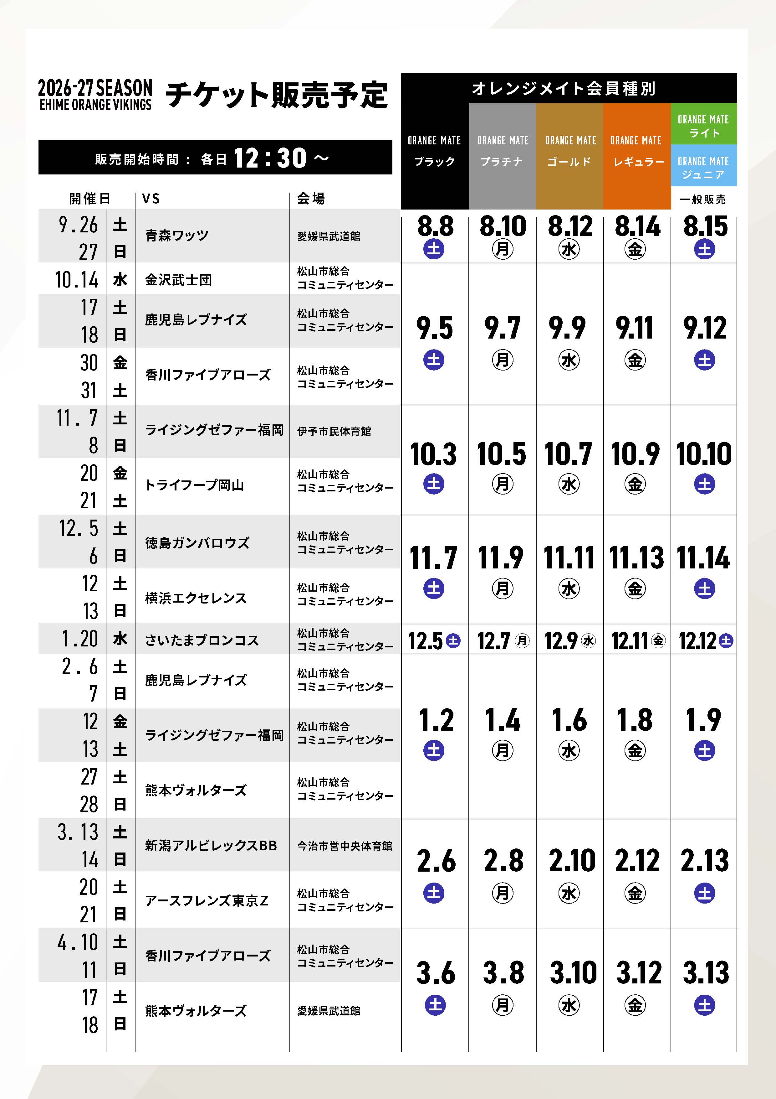 販売スケジュール