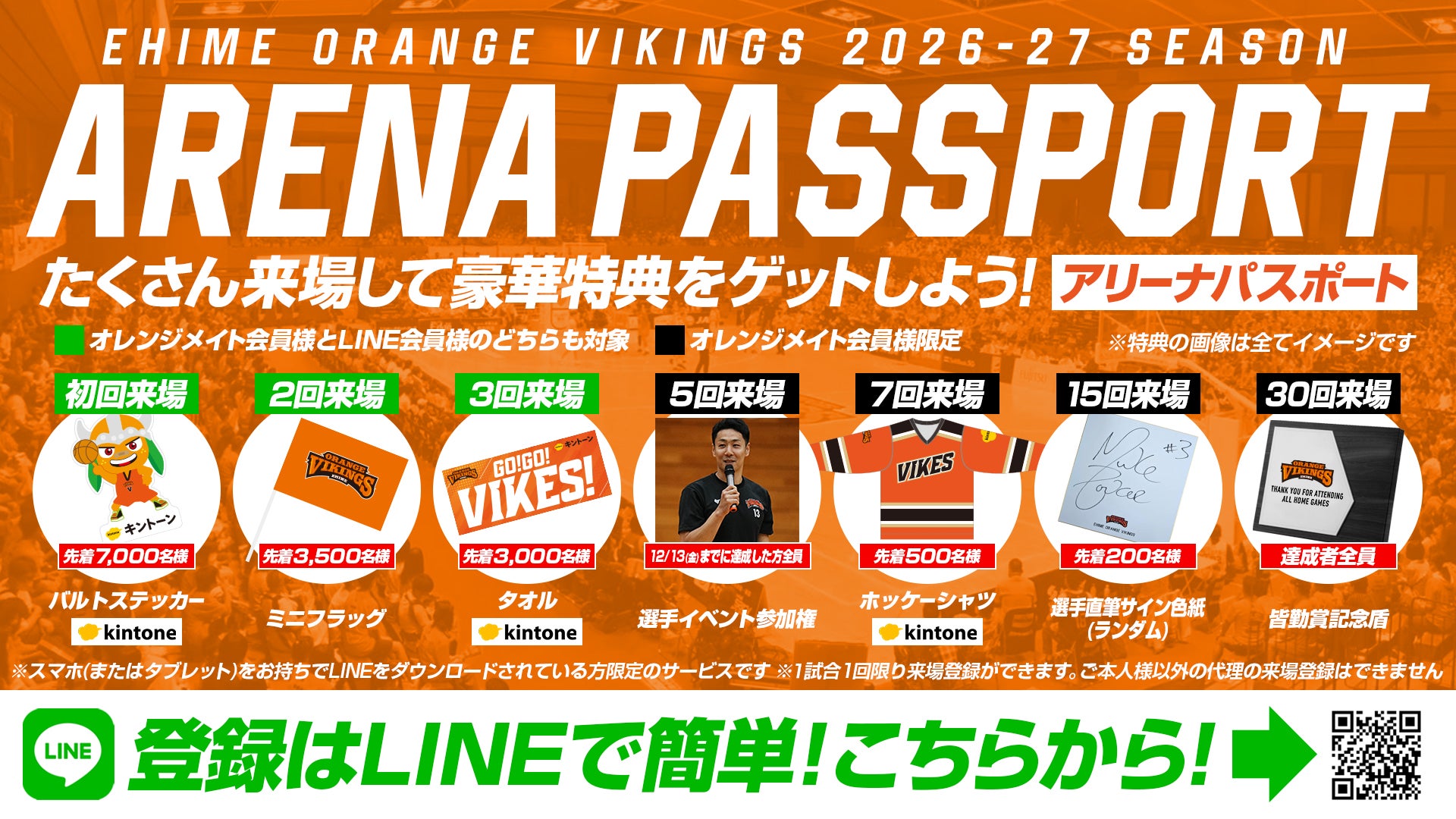 来場回数に応じて、特典をプレゼントするアリーナパスポート！