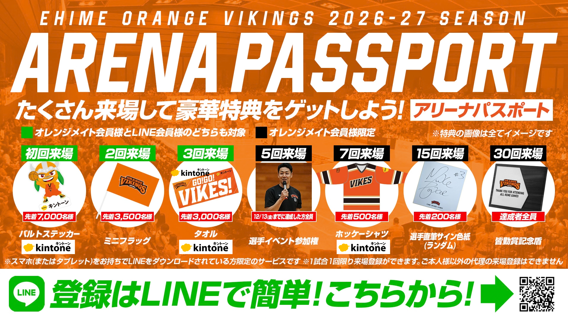 来場回数に応じて、特典をプレゼントするアリーナパスポート！
